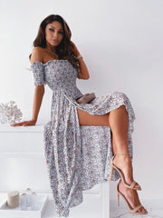 Otillie Floral Off-Shoulder Slit Maxi Dress +COLORS