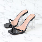 Insta Baddy Chunky Clear Heel Strappy Slide +Colors