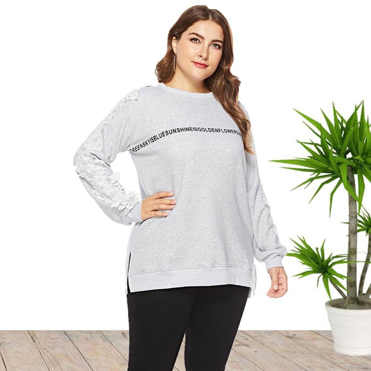 PLUS Long Sleeve Graphic Lace Decal Sweatshirt