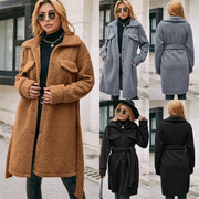 Plush Teddy Mid-Length Trench Jacket +COLORS