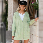 Oversize Sage Green Sweater Cardigan Dress