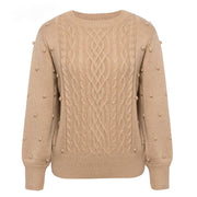 Thrilled & Cozy Knitted Wool Ball Sweater- Camel
