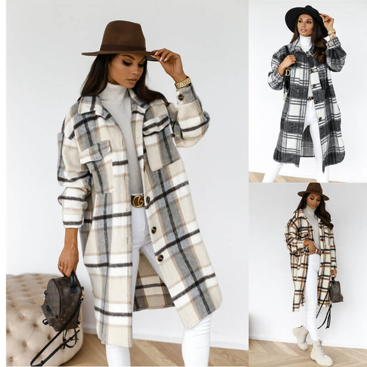 Ailsa Fall 2021 Plaid Long Button Shacket Too +Colors!