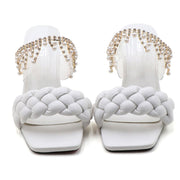 Amara Embellished Diamante Braided Clear Heels +COLORS