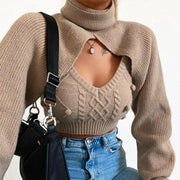 "Honey I'm Here" Cropped Cutout Sweater Top