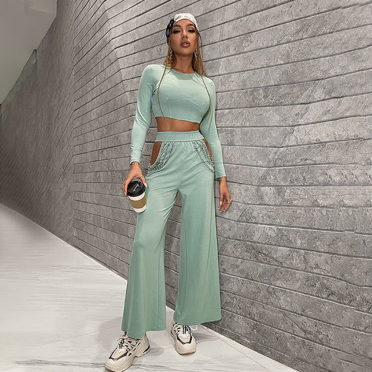 Chained High Waist Trouser & Structured Top Set