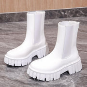 Trendy Chunky Slide On Boot White & Black