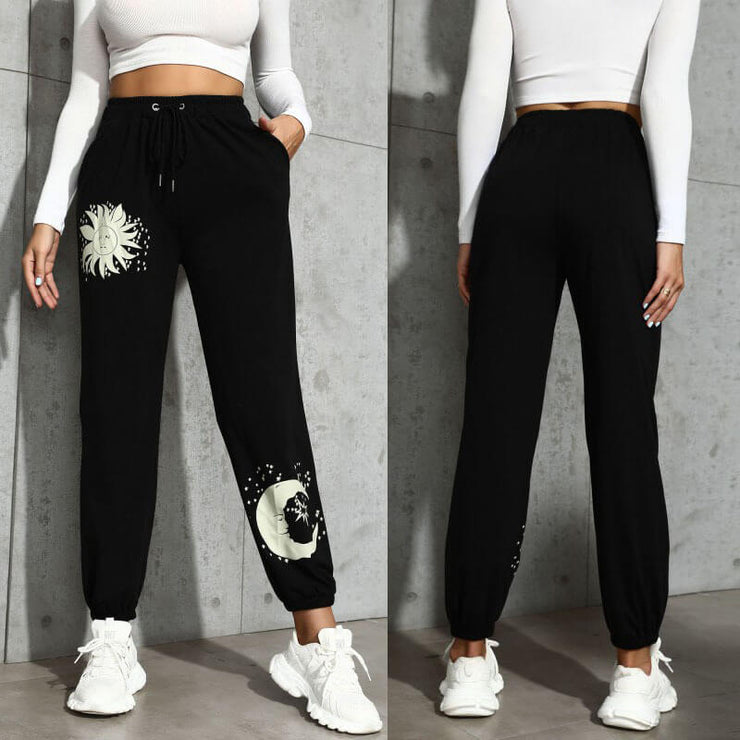Goddess of the Sun and Moon Black Joggers