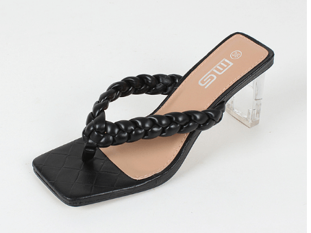 Katy Braided Thong Clear Heel Sandal Slides +Colors